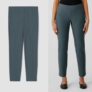 Eileen Fisher Ocean Blue Washable Stretch Crepe Slim Pants